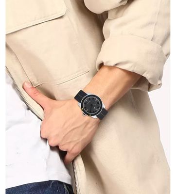 Fastrack 3015AL02 Gents Belt Watch- Grey Dial- Black+Silver Bezel- Black Belt- TF Code FT783BM_img_2