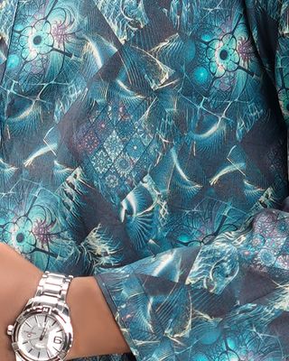 Ajwah's Premium Regal Blue Print Panjabi_img_2