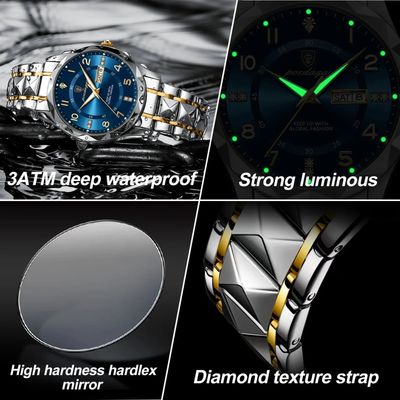 POEDAGAR 858 Luxury Man Wristwatch Waterproof Luminous Date Week Men Watch Sport Stainless Steel Quartz Men’s Watches_img_1