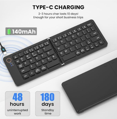 GearUP B023 Rechargeable Ultra Slim Folding Pocket Bluetooth Keyboard_img_0