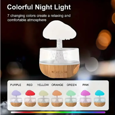 Rain cloud humidifier rain colorful mushroom cloud raindrop atmosphere lamp night light essential oil small aromatherapy machine By Win_img_1