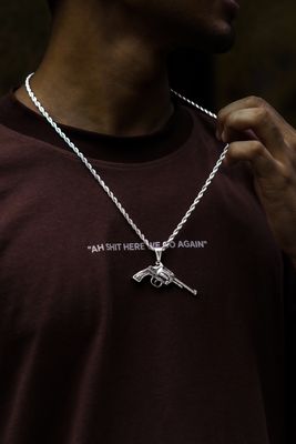 Desert Eagle Revolver Pendant & Rope Chain_img_0