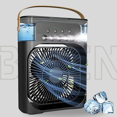 3 In 1 Air Cooling USB Fan with LED Night Light Water Fan Black Color