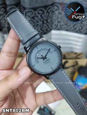 Sonata NP77031NL02 Gents Belt Watch- Grey Dial- Black Bezel- Grey Belt- TF Code SNT802BM_img_6