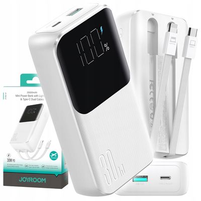 Joyroom JR-PBC07 30W Mini 20000mAh Power Bank With Dual Cables White_img_0