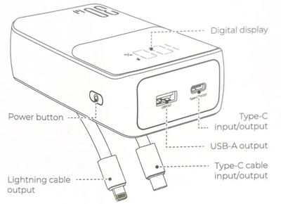 Joyroom JR-PBC07 30W Mini 20000mAh Power Bank With Dual Cables White_img_1
