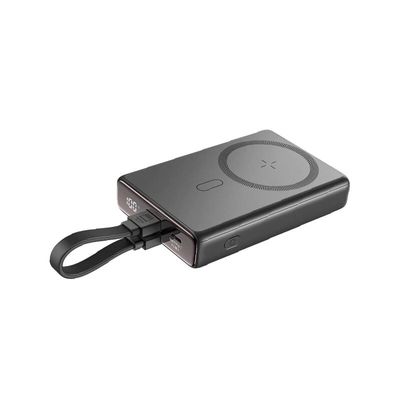 Joyroom JR-PBM01 20W Magnetic Wireless Power Bank With Built-In Cable & Kickstand 10000mAh-Black & White Color_img_1