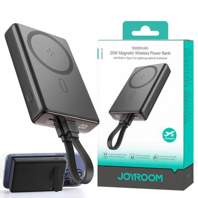 Joyroom JR-PBM01 20W Magnetic Wireless Power Bank With Built-In Cable & Kickstand 10000mAh-Black & White Color_img_4