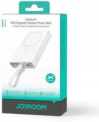 Joyroom JR-PBM01 20W Magnetic Wireless Power Bank With Built-In Cable & Kickstand 10000mAh-Black & White Color_img_5