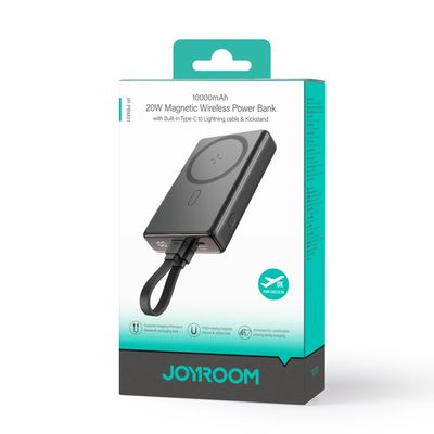 Joyroom JR-PBM01 20W Magnetic Wireless Power Bank With Built-In Cable & Kickstand 10000mAh-Black & White Color_img_6
