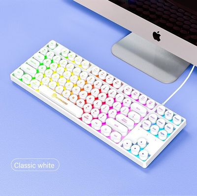 HXSJ K87 Key Punk Film Gaming Keyboard Computer Notebook External Office Wired Usb Port Use For Desktop Laptop Of Rainbow Lights_img_1