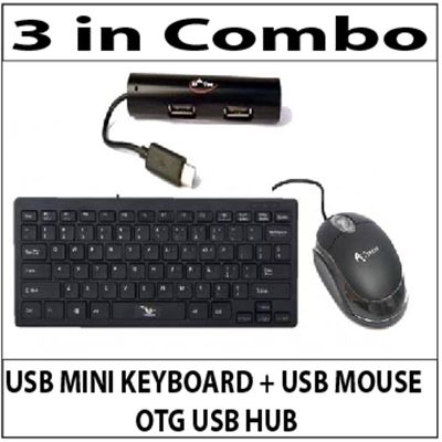 3 in 1 Combo ( D tec ) USB Mini Keyboard + MOUSE & OTG HUB_img_0