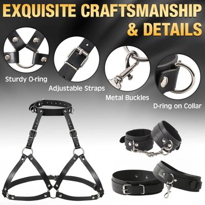 Sex Restraints Strap SM Bondage Gear Sex Toys Leather BDSM Body Chest Harness Handcuffs Leg Cuffs Adults Bondage Sex Accessories_img_4
