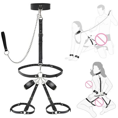 Restraint Set BDSM Bondage Handcuffs & Ankle Cuffs Slave On The Bed Open Leg Flirt Sex Toys For Women Couples Erotic No Vibrator_img_0