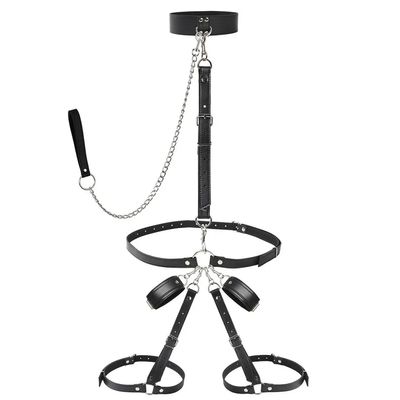 Restraint Set BDSM Bondage Handcuffs & Ankle Cuffs Slave On The Bed Open Leg Flirt Sex Toys For Women Couples Erotic No Vibrator_img_1