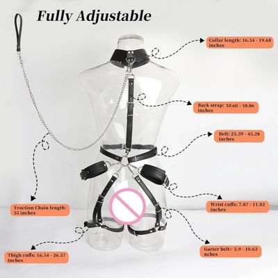 Restraint Set BDSM Bondage Handcuffs & Ankle Cuffs Slave On The Bed Open Leg Flirt Sex Toys For Women Couples Erotic No Vibrator_img_2