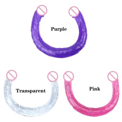 Soft Jelly Dildo Double Long Realistic Dildos Cock Lesbian Vaginal Anal Plug Flexible Fake Penis For Women Dildos Sex Toys_img_0