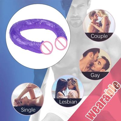 Soft Jelly Dildo Double Long Realistic Dildos Cock Lesbian Vaginal Anal Plug Flexible Fake Penis For Women Dildos Sex Toys_img_4