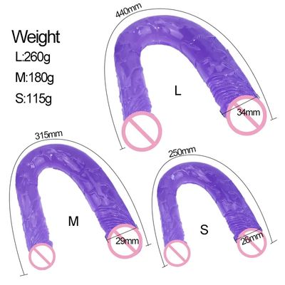 Soft Jelly Dildo Double Long Realistic Dildos Cock Lesbian Vaginal Anal Plug Flexible Fake Penis For Women Dildos Sex Toys_img_6