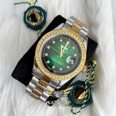 Rolex AA Grade || Dual Tone  || Green Diamond Stone_img_0