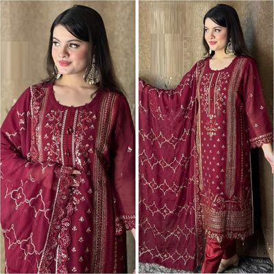 Semi –Embroidery & Sequence Work Party dress_img_0