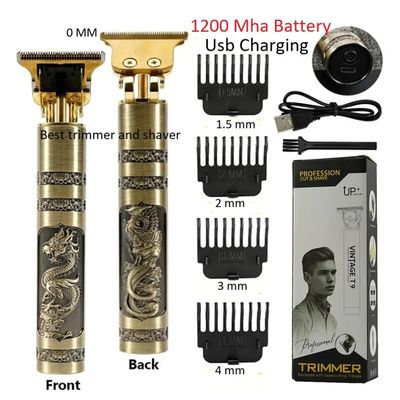 T9 Vintage USB 6500 charging cable with Rechargeable Hair Trimmer metal body Electric Hair Clipper Haircut Machine For Men_img_0