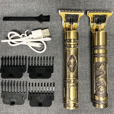 T9 Vintage USB 6500 charging cable with Rechargeable Hair Trimmer metal body Electric Hair Clipper Haircut Machine For Men_img_1
