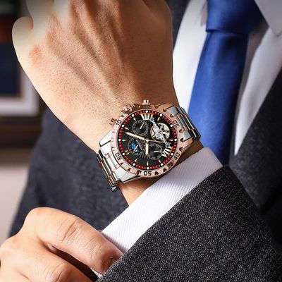 POEDAGAR 1410 Luxury Tourbillon Mechanical Watch for Men Waterproof Luminous Date Week Stainless Steel Hollow Watches Men’s Clock_img_5