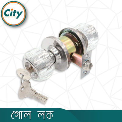 উচ্চ নিরাপত্তার রাউন্ড লক ক্রিস্টালের হাতল মোর্টাইজ রাউন্ড লক ডোর লক সিলভার রঙের দরজার লক_img_1