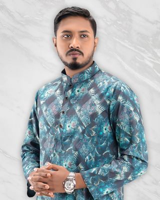 Ajwah's Premium Regal Blue Print Panjabi_img_0