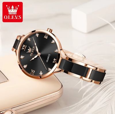 OLEVS 5872 Ladies Chain Watch- Black Dial- Rose Golden Bezel- Black+Rose Golden Chain- TF Code OL871CF_img_3