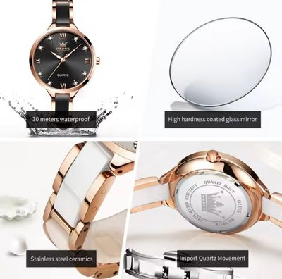 OLEVS 5872 Ladies Chain Watch- Black Dial- Rose Golden Bezel- Black+Rose Golden Chain- TF Code OL871CF_img_5