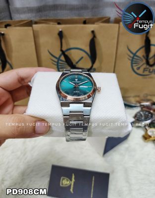 Poedagar 930 Copy Gents Chain Watch- Green Dial- Rose Golden+Silver Bezel- Silver Chain- TF Code PD908CM_img_4