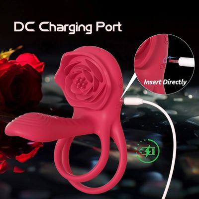 Powerful Rose Penis Cock Ring Vibrator for Men Vibrating Cock Penis G-spot Clitoral Stimulator Couples Adult Sex Toys For Women_img_2