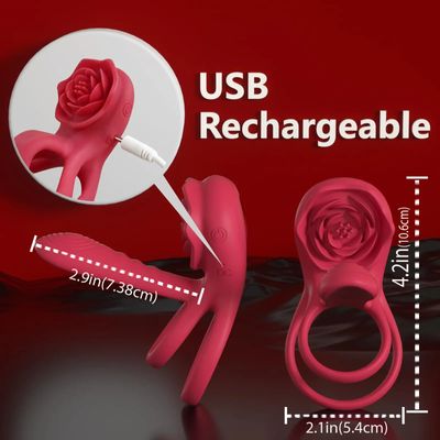 Powerful Rose Penis Cock Ring Vibrator for Men Vibrating Cock Penis G-spot Clitoral Stimulator Couples Adult Sex Toys For Women_img_3