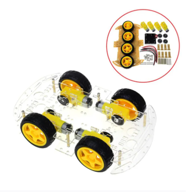 4WD Smart Robot Car Chassis 4WD Kit Multi-Functional 4WD Smart Robot Car Double Layer Acrylic Chassis Plate 26cm Kit Without Battery Holder For Arduinos Uno R3 Electronics Circuitry & Parts_img_0