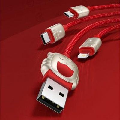 Baseus One-for-Three Data Cable USB to M+L+C (CASX010009) – Red Color_img_2