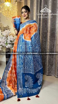 কালারফুল সিল্ক বাটিক শাড়ি  (LF-SC-722)_img_0