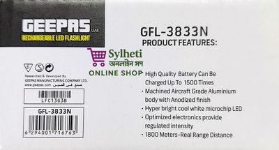 Geepas GFL-3833N Rechargeable Torch Light_img_4