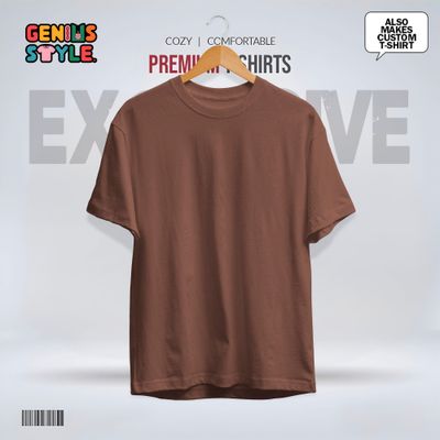 Coffee Color Premium Drop Shoulder Solid T-shirt_img_0