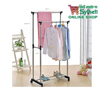 Double Pole Cloth Hanger Stainless Steel_img_0
