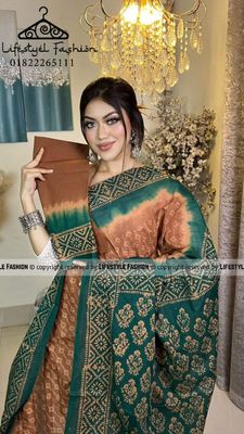 প্রিমিয়াম কোয়ালিটি  কটন আরামদায়ক ভেজিটেবল বাটিক শাড়ি  (LF-C-208)_img_0