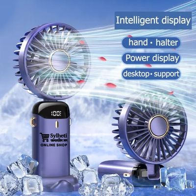 USB Handheld Mini Fan Foldable Portable Neck Hanging Fans 5 Speed USB Rechargeable Fan_img_4