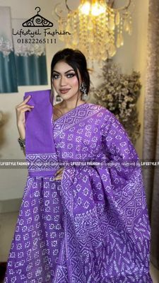 প্রিমিয়াম কোয়ালিটি  কটন আরামদায়ক ভেজিটেবল বাটিক শাড়ি (LF-C-212)_img_0