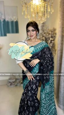 প্রিমিয়াম কোয়ালিটি  কটন আরামদায়ক ভেজিটেবল বাটিক শাড়ি  (LF-C-421)_img_0
