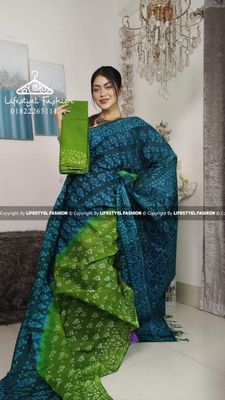 প্রিমিয়াম কোয়ালিটি  কটন আরামদায়ক ভেজিটেবল বাটিক শাড়ি  (LF-C-506)_img_0