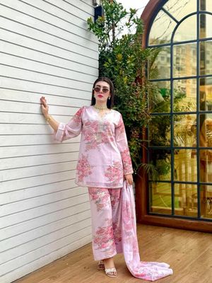White gold Georgette Three piece_img_2