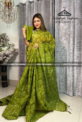 প্রিমিয়াম কোয়ালিটি  কটন আরামদায়ক ভেজিটেবল বাটিক শাড়ি  (LF-C-302)_img_0