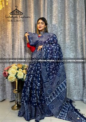 প্রিমিয়াম কোয়ালিটি  কটন আরামদায়ক ভেজিটেবল বাটিক শাড়ি  (LF-C-245)_img_0