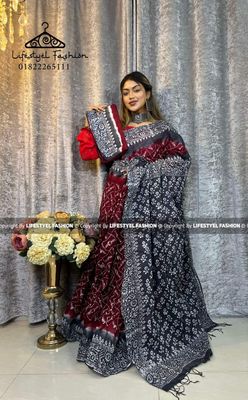 প্রিমিয়াম কোয়ালিটি  কটন আরামদায়ক ভেজিটেবল বাটিক শাড়ি  (LF-C-253)_img_0